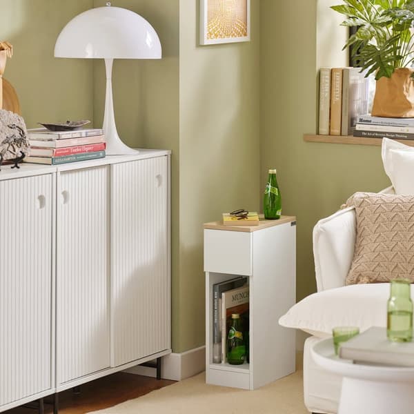 SoBuy Sidobord Förvaringsbord Soffbord Cafébord vit FBT111-WN