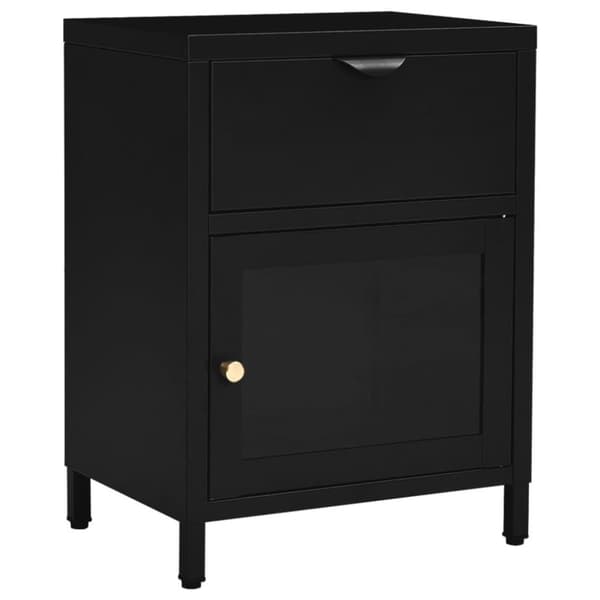 vidaXL natborde 2 stk. 40x30x54,5 cm stål og glas sort