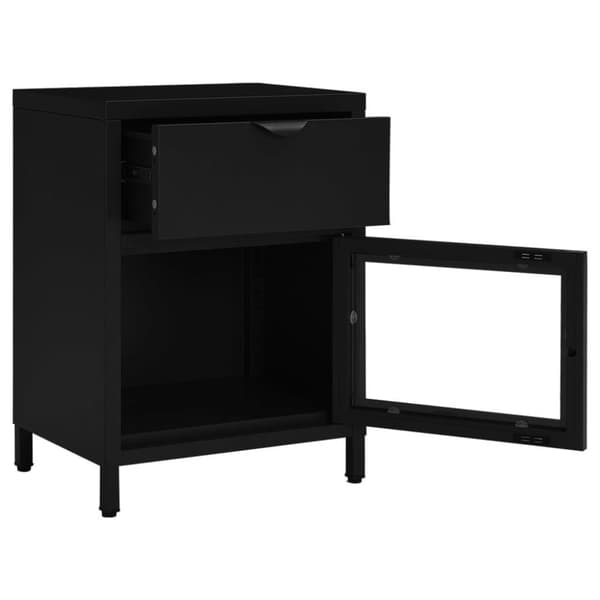 vidaXL natborde 2 stk. 40x30x54,5 cm stål og glas sort
