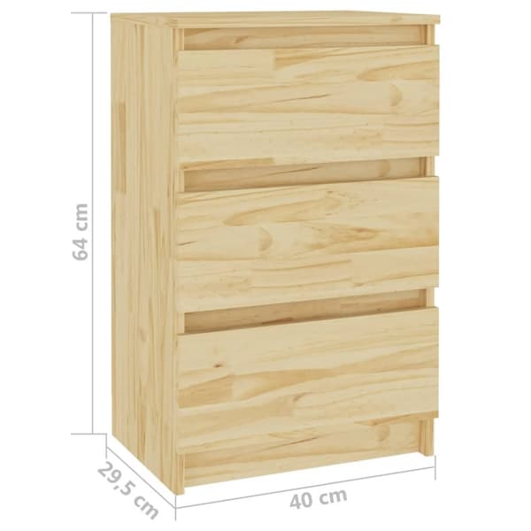 vidaXL sengebord 40x29,5x64 cm massivt fyrretræ