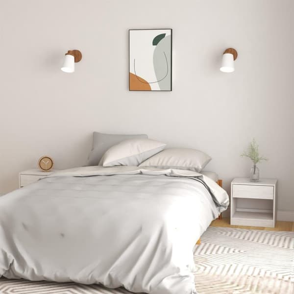 vidaXL Sängbord 2 st 40x31x40 cm massiv furu vit