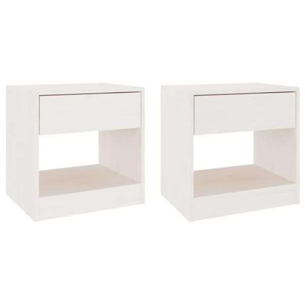 vidaXL Sängbord 2 st 40x31x40 cm massiv furu vit