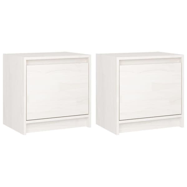vidaXL Sängbord 2 st vit 40x30,5x40 cm massiv furu