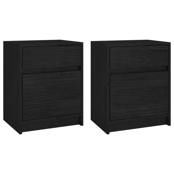 vidaXL sengeskabe 2 stk. 40x31x50 cm massivt fyrretræ sort