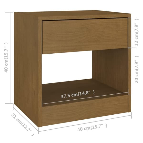vidaXL Nattbord 2 stk 40x31x40 cm heltre furu honningbrun