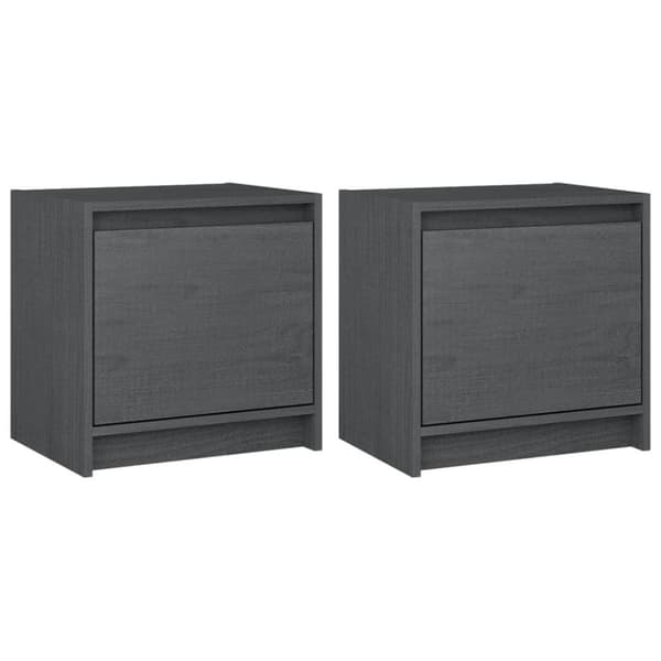 vidaXL sengeskabe 2 stk. 40x30,5x40 cm massivt fyrretræ grå