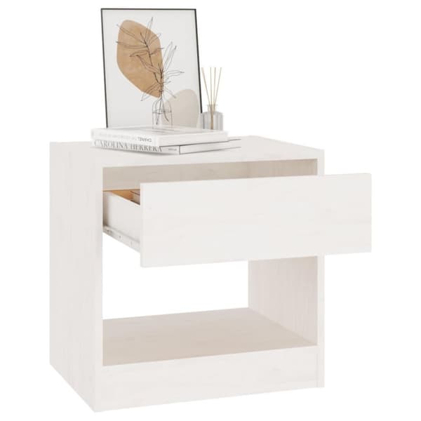vidaXL sengebord 40x31x40 cm massivt fyrretræ hvid