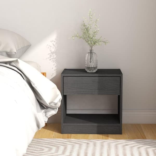 vidaXL Yöpöydät 2 kpl harmaa 40x31x40 cm täysi mänty
