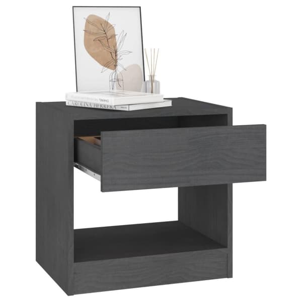 vidaXL Yöpöydät 2 kpl harmaa 40x31x40 cm täysi mänty