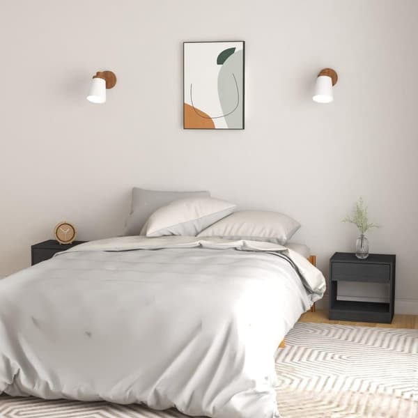vidaXL Yöpöydät 2 kpl harmaa 40x31x40 cm täysi mänty