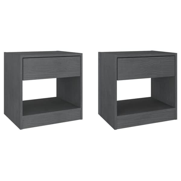 vidaXL Yöpöydät 2 kpl harmaa 40x31x40 cm täysi mänty