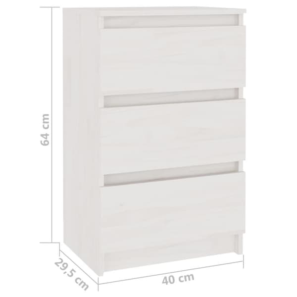 vidaXL Yöpöydät 2 kpl valkoinen 40x29,5x64 täysi mänty