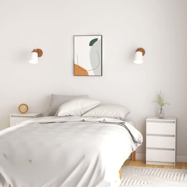vidaXL Nattbord 2 stk 40x29,5x64 cm heltre furu hvit