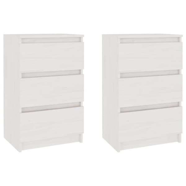vidaXL Sängbord 2 st vit 40x29,5x64 cm massiv furu