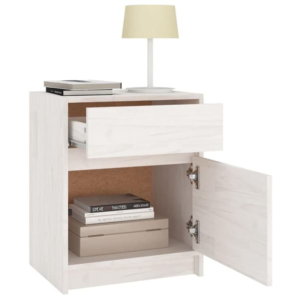 vidaXL Nattbord 2 stk hvit 40x31x50 cm heltre furu