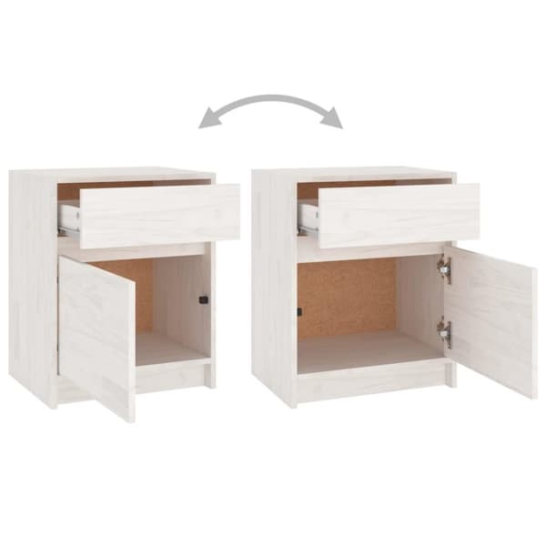 vidaXL Nattbord 2 stk hvit 40x31x50 cm heltre furu