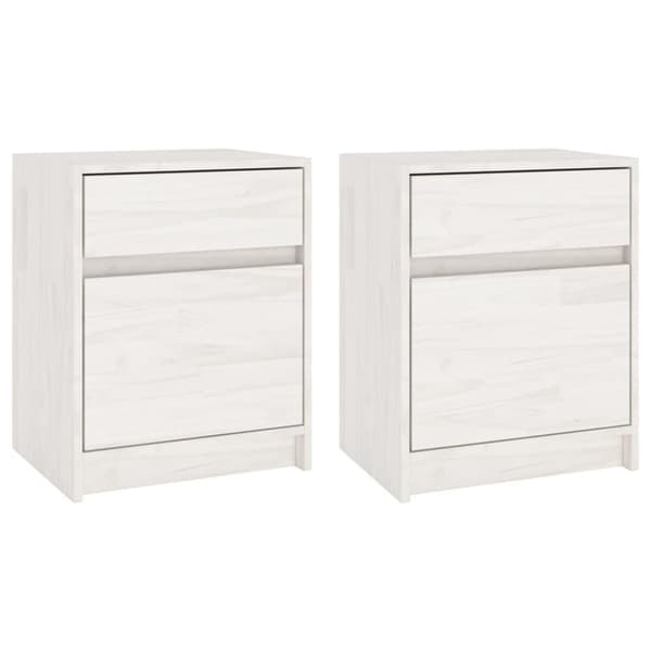vidaXL Nattbord 2 stk hvit 40x31x50 cm heltre furu