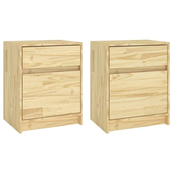 vidaXL Nattbord 2 stk 40x31x50 cm heltre furu