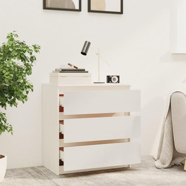 vidaXL sengeskab 60x36x64 cm massivt fyrretræ hvid