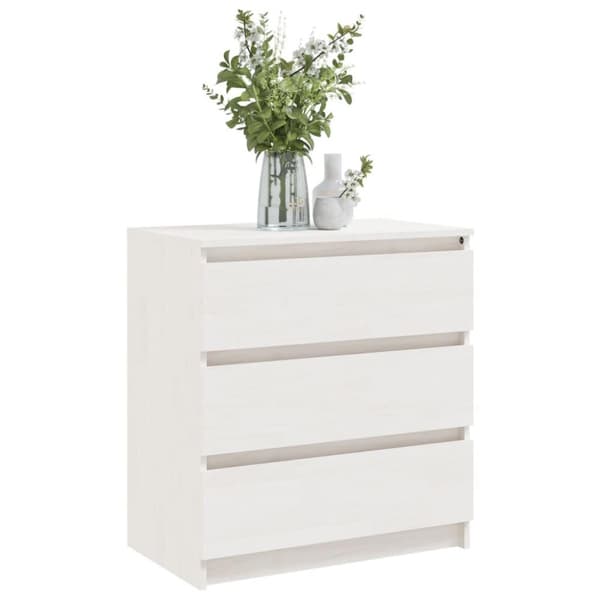 vidaXL Sängbord vit 60x36x64 cm massiv furu