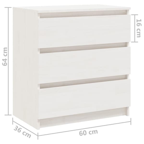 vidaXL Sängbord vit 60x36x64 cm massiv furu