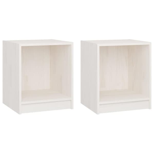 vidaXL Nattbord 2 stk 35,5x33,5x41,5 cm heltre furu hvit