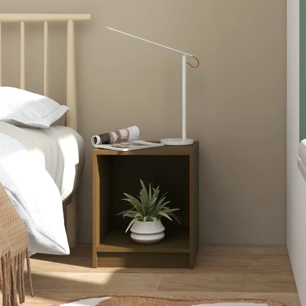 vidaXL sengeskab 35,5x33,5x41,5 cm massivt fyrretræ honningbrun
