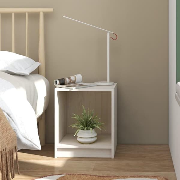 vidaXL sengeskabe 2 stk. 35,5x33,5x41,5 cm massivt fyrretræ hvid