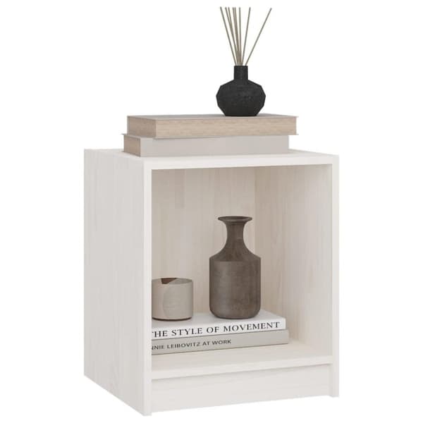vidaXL sengeskabe 2 stk. 35,5x33,5x41,5 cm massivt fyrretræ hvid