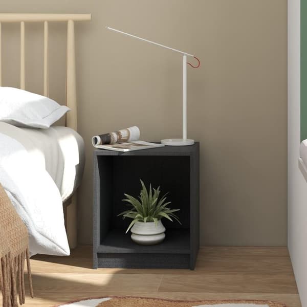 vidaXL sengeskabe 2 stk. 35,5x33,5x41,5 cm massivt fyrretræ grå