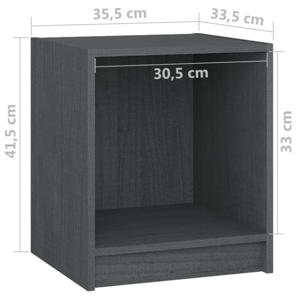 vidaXL sengeskabe 2 stk. 35,5x33,5x41,5 cm massivt fyrretræ grå