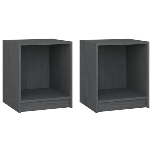 vidaXL sengeskabe 2 stk. 35,5x33,5x41,5 cm massivt fyrretræ grå