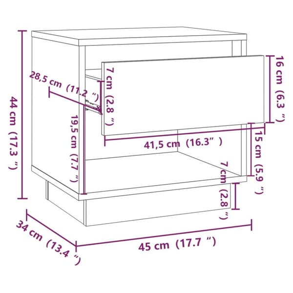 vidaXL sengeborde 2 stk. 45x34x44 cm spånplade sort