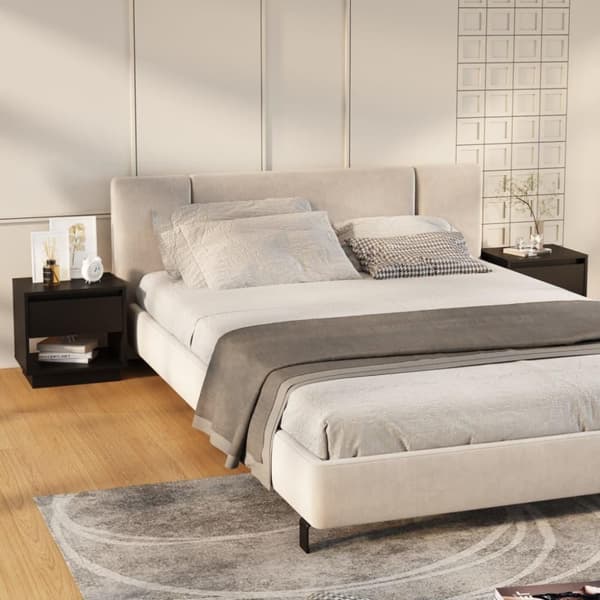 vidaXL sengeborde 2 stk. 45x34x44 cm spånplade sort
