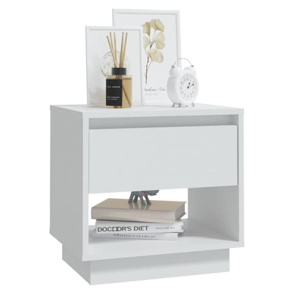 vidaXL sengebord 45x34x44 cm spånplade hvid