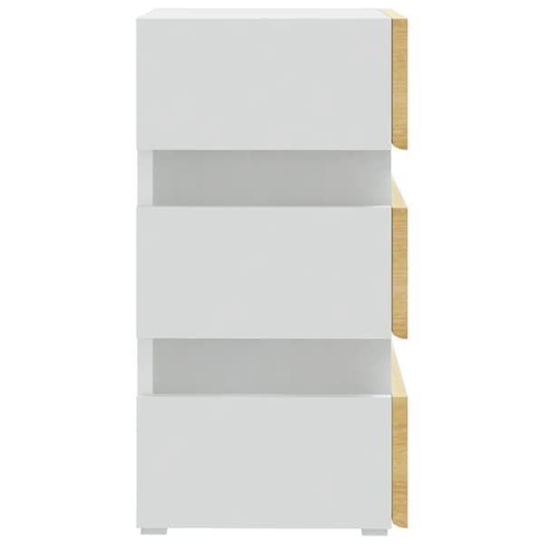 vidaXL Sängskåp LED vit och sonoma-ek 45x35x67 cm spånskiva