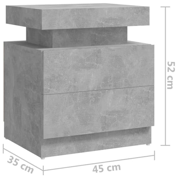 vidaXL Sängbord betonggrå 45x35x52 cm spånskiva