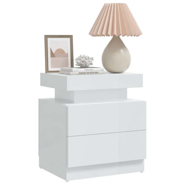vidaXL sengeskab 45x35x52 cm spånplade hvid højglans