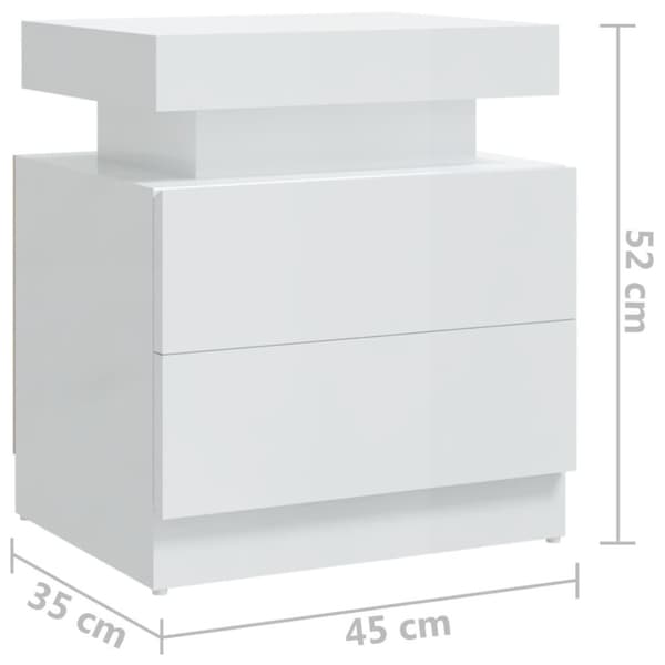 vidaXL sengeskab 45x35x52 cm spånplade hvid højglans