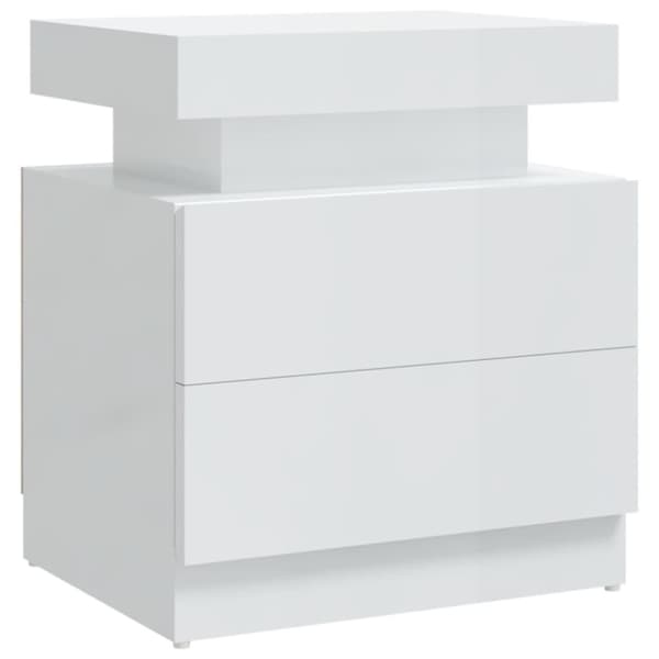 vidaXL sengeskab 45x35x52 cm spånplade hvid højglans