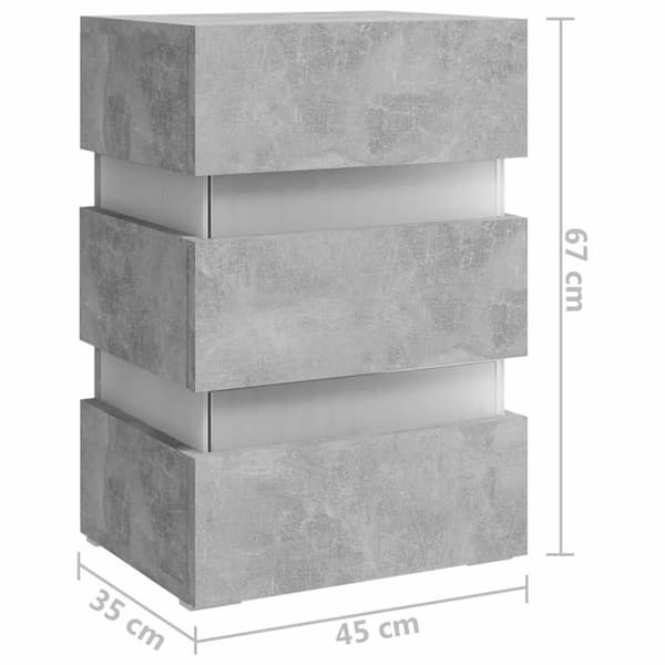 vidaXL LED-nattbord betonggrå 45x35x67 cm konstruert tre