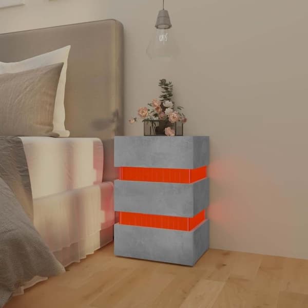 vidaXL LED-nattbord betonggrå 45x35x67 cm konstruert tre