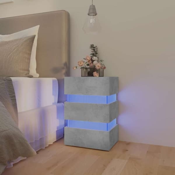 vidaXL LED-nattbord betonggrå 45x35x67 cm konstruert tre