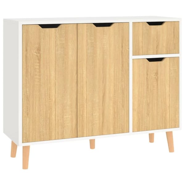 vidaXL Skjenk hvit og sonoma eik 90x30x72 cm konstruert tre