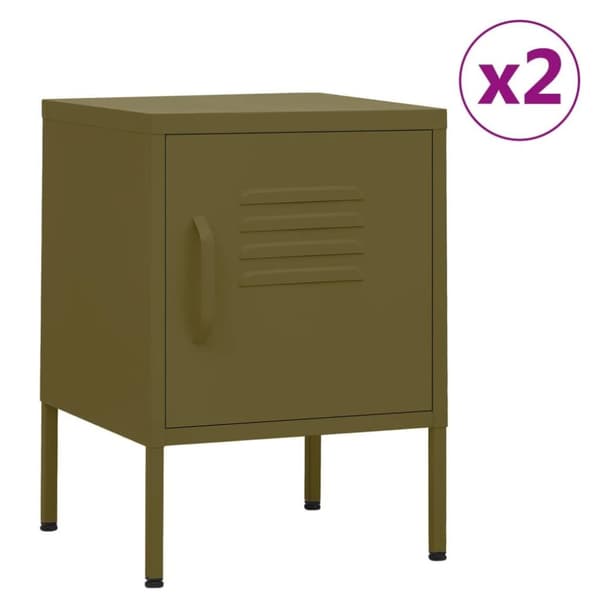 vidaXL natborde 2 stk. 35x35x51 cm stål olivengrøn