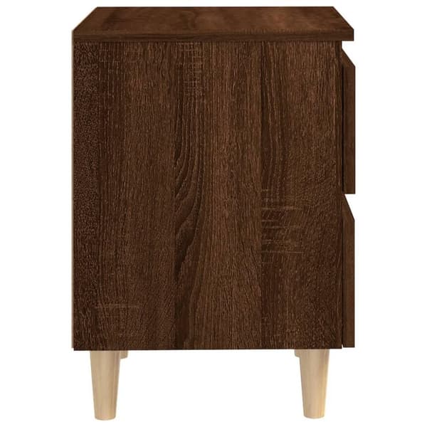vidaXL sengebord med massive træben 40x35x50 cm brun egetræsfarve