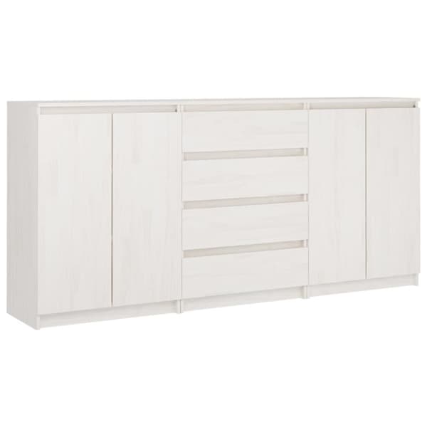 vidaXL Sideskap 3 stk hvit heltre furu