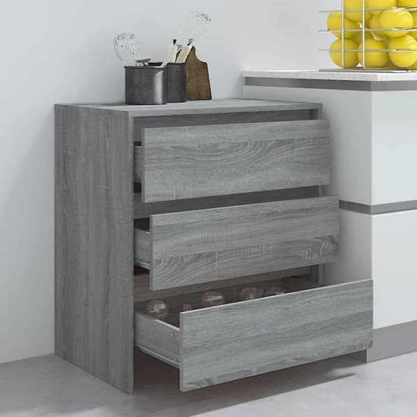vidaXL skænk 70x41x75 cm spånplade grå sonoma-eg