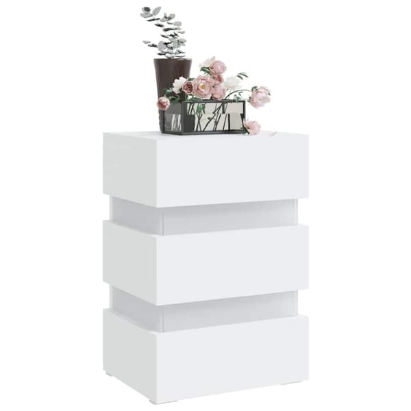 vidaXL Yöpöytä LED-valoilla valkoinen 45x35x67 cm tekninen puu