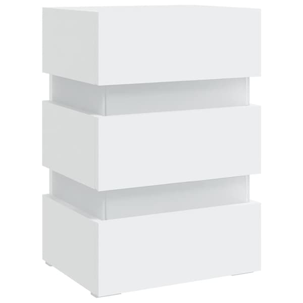 vidaXL Yöpöytä LED-valoilla valkoinen 45x35x67 cm tekninen puu